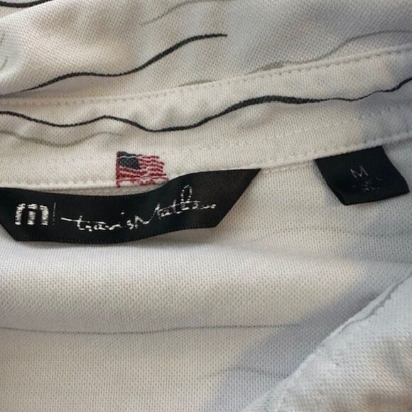 Travis Mathew White SS Polo with Flags‎ and Palm Tree Small Print Size Medium - Picture 2 of 4
